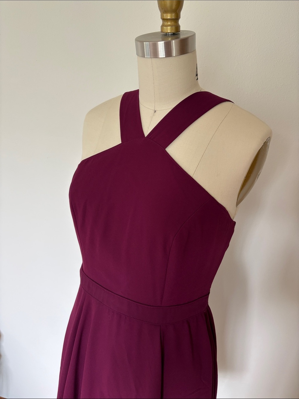 Lulu's Plum Halter Cross-Strap A-Line Mini Dress